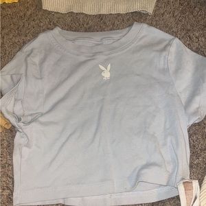 Playboy baby blue cropped t